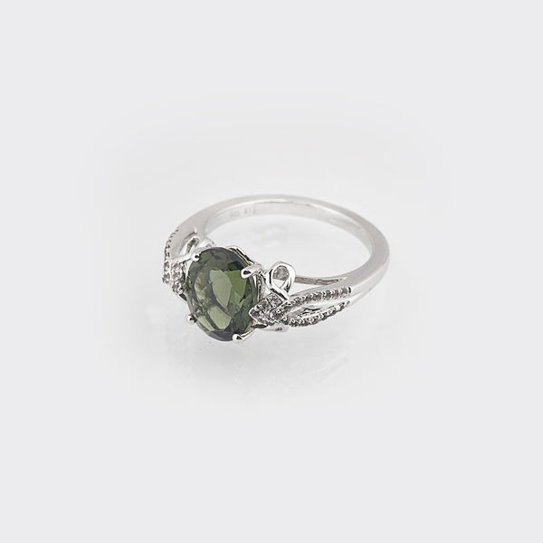 Moldavite Faceted Oval with White Topaz - Gaea | Crystal Jewelry & Gemstones (Manila, Philippines)