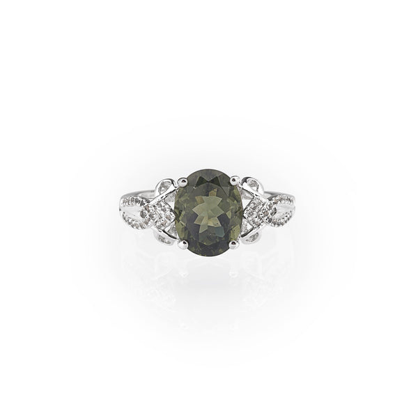 Moldavite Faceted Oval with White Topaz - Gaea | Crystal Jewelry & Gemstones (Manila, Philippines)