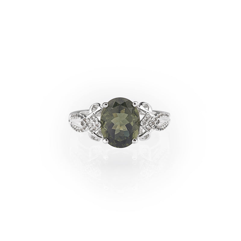 Moldavite Faceted Oval with White Topaz - Gaea | Crystal Jewelry & Gemstones (Manila, Philippines)