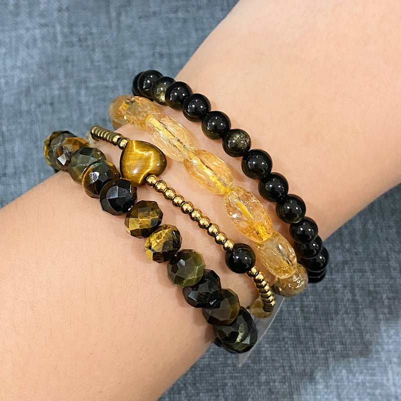 Tiger Eye, Gold Sheen Obsidian, and Citrine - Gaea