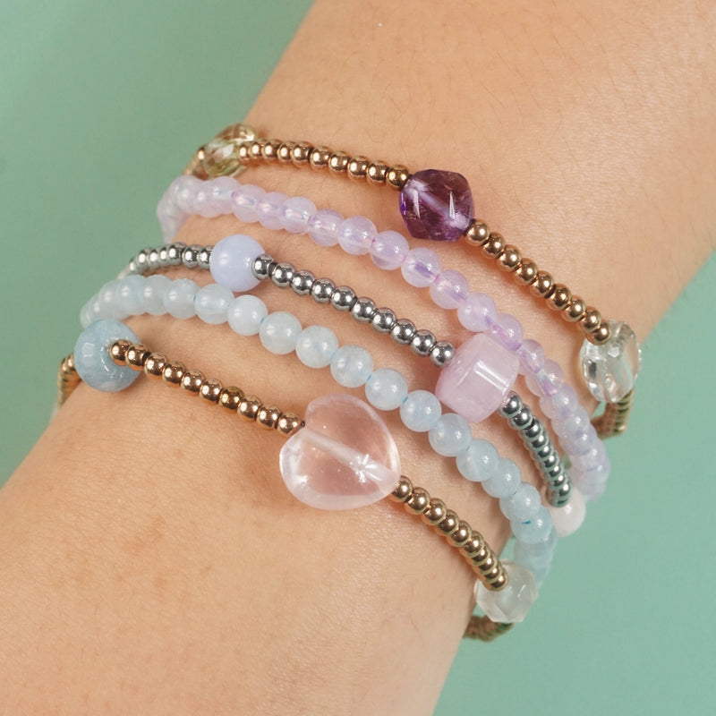 Kunzite, Blue Lace Chalcedony, and Morganite - Gaea