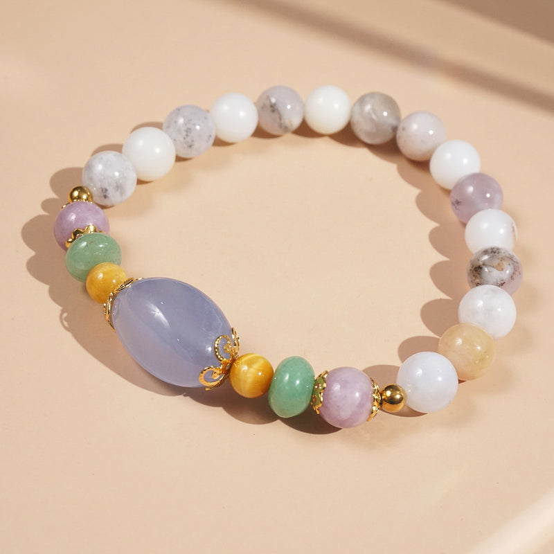 Blue Chalcedony, Dendritic Opal, Lepidolite, and Aventurine - GAEA