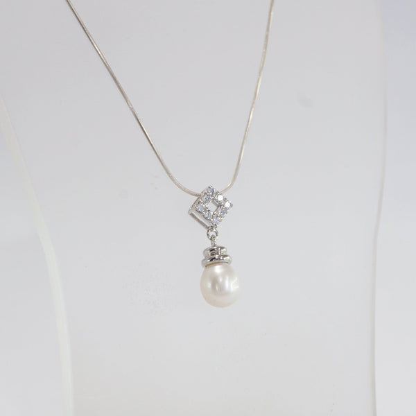 Freshwater Pearl Drop with White Topaz - Gaea | Crystal Jewelry & Gemstones (Manila, Philippines)