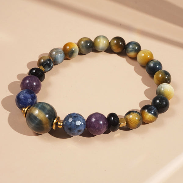 Tiger Eye, Dumortierite, Lepidolite, And Black Onyx - GAEA