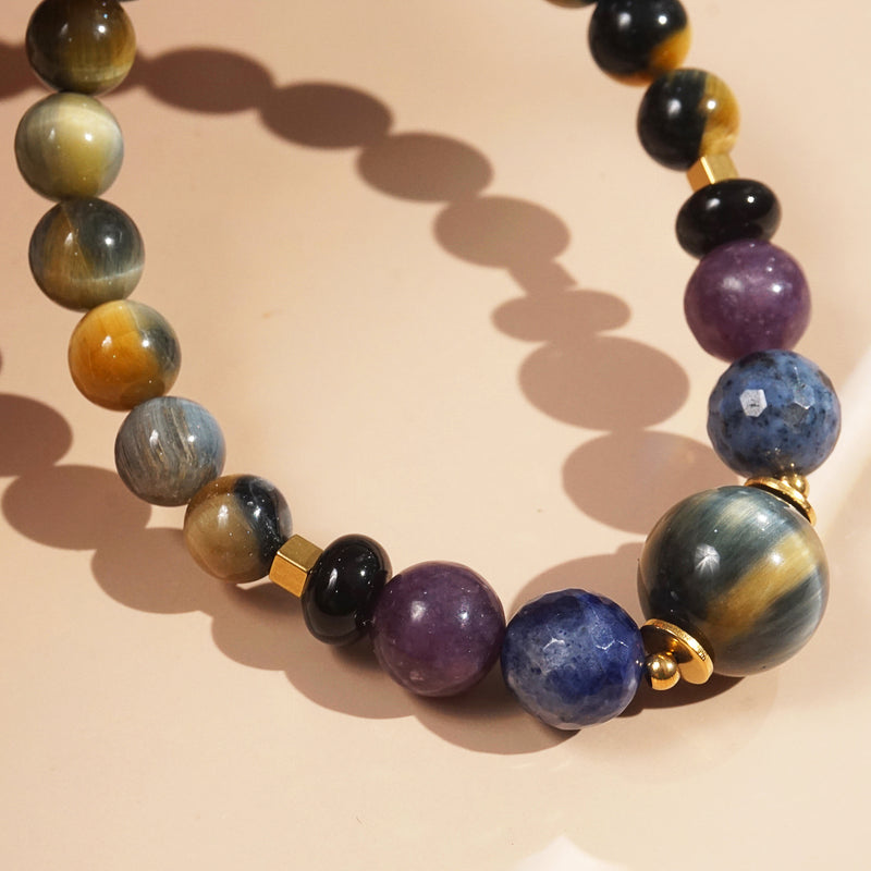 Tiger Eye, Dumortierite, Lepidolite, And Black Onyx - GAEA