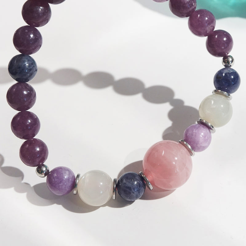 Madagascar Rose Quartz, Lepidolite, Sodalite, and Moonstone - GAEA