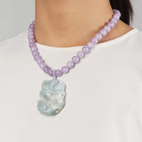 Lavender Amethyst 10mm with Carved Duck and Fish Burma Jade - Gaea | Crystal Jewelry & Gemstones (Manila, Philippines)