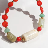 Ivory and Red Coral, Jade, and Aventurine - GAEA