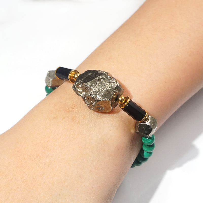 Pyrite, Black Onyx, and Malachite - GAEA