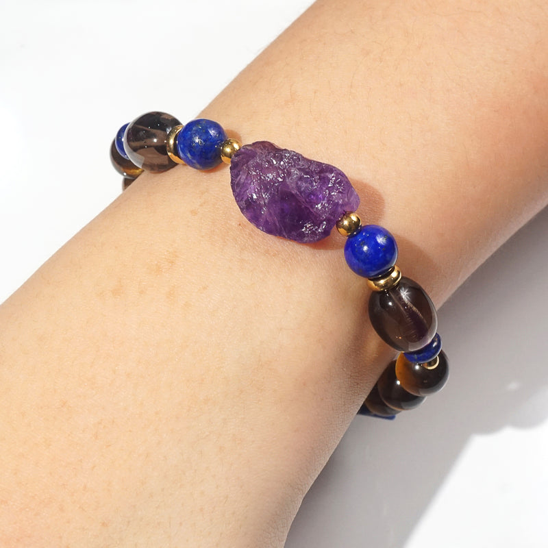 Amethyst, Lapis Lazuli, Smoky Quartz, and Tiger Eye - GAEA