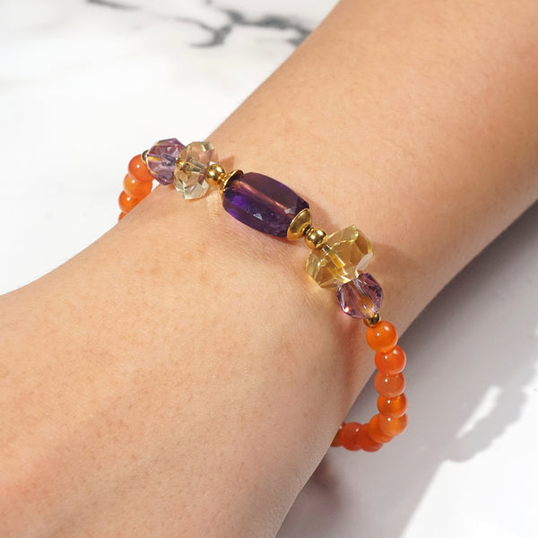 Amethyst, Lemon Quartz, and Carnelian - GAEA