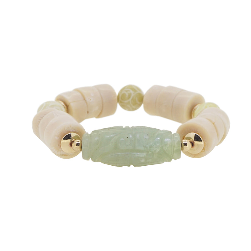 Carved Chinese Jade with Ivory Coral and Hematite - Gaea | Crystal Jewelry & Gemstones (Manila, Philippines)