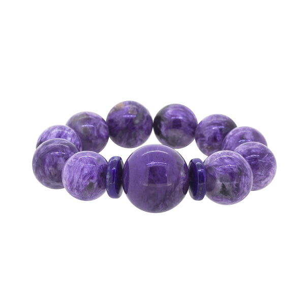 A-Grade Charoite 18mm with 21mm Accent and A-Grade Lapis Lazuli Rondelle - GAEA