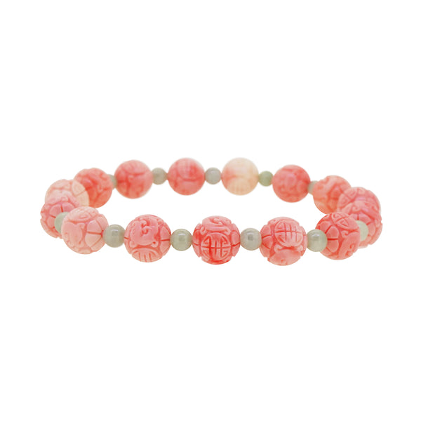 Carved Peach Japanese Coral with Burma Jade 4mm - Gaea | Crystal Jewelry & Gemstones (Manila, Philippines)