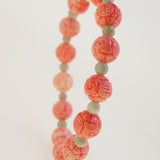Carved Peach Japanese Coral with Burma Jade 4mm - Gaea | Crystal Jewelry & Gemstones (Manila, Philippines)