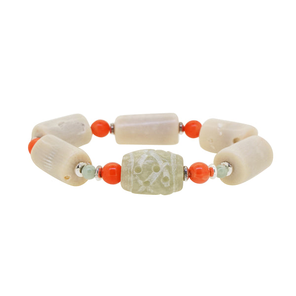 Ivory and Orange Coral with Jade and Hematite - Gaea | Crystal Jewelry & Gemstones (Manila, Philippines)