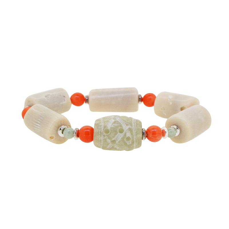 Ivory and Orange Coral with Jade and Hematite - Gaea | Crystal Jewelry & Gemstones (Manila, Philippines)