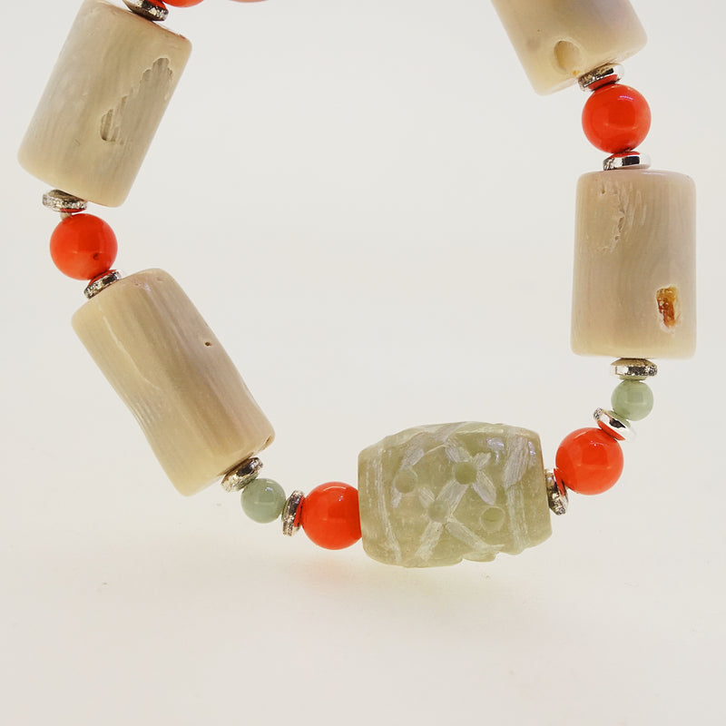 Ivory and Orange Coral with Jade and Hematite - Gaea | Crystal Jewelry & Gemstones (Manila, Philippines)