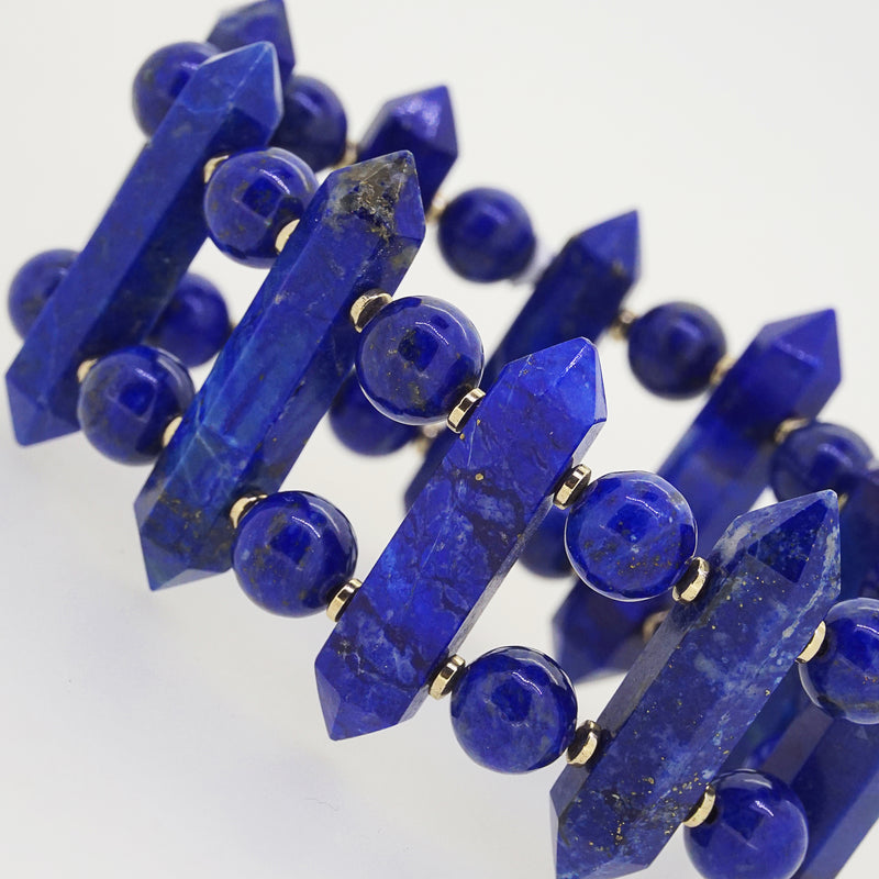 A-Grade Geometric Lapis Lazuli with Gold Hematite Bangle - Gaea | Crystal Jewelry & Gemstones (Manila, Philippines)