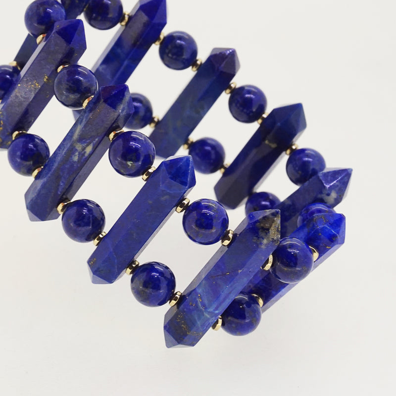 A-Grade Geometric Lapis Lazuli with Gold Hematite Bangle - Gaea | Crystal Jewelry & Gemstones (Manila, Philippines)