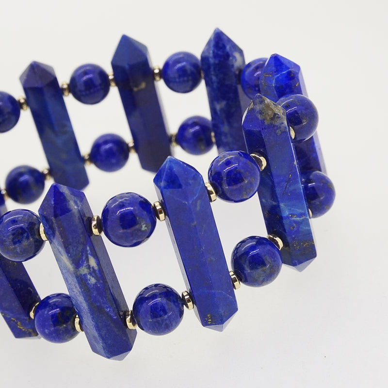 A-Grade Geometric Lapis Lazuli with Gold Hematite Bangle - Gaea | Crystal Jewelry & Gemstones (Manila, Philippines)