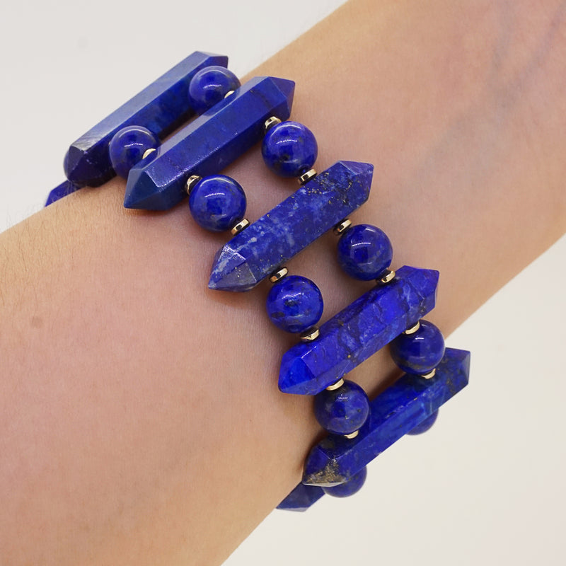 A-Grade Geometric Lapis Lazuli with Gold Hematite Bangle - Gaea | Crystal Jewelry & Gemstones (Manila, Philippines)