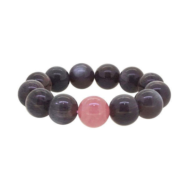 AA-Grade Black Sunstone 16mm with Madagascar Rose Quartz Accent - GAEA