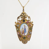 Our Lady of Lourdes Enamel with A-Grade Multicolored Tourmaline Medallion - Gaea | Crystal Jewelry & Gemstones (Manila, Philippines)