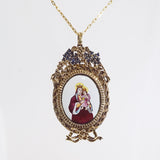 St. Anne Enamel with A-Grade Blue Sapphire on Black Rhodium Medallion - Gaea | Crystal Jewelry & Gemstones (Manila, Philippines)