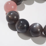 AA-Grade Black Sunstone 16mm with Madagascar Rose Quartz Accent - GAEA