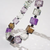 AA-Grade Amethyst, Clear Quartz, Smoky Quartz, Prasiolite Faceted Cubes, Black Spinel - GAEA