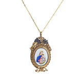 Madonna and Child Enamel with A-Grade Blue Sapphire on Rhodium Medallion - Gaea | Crystal Jewelry & Gemstones (Manila, Philippines)