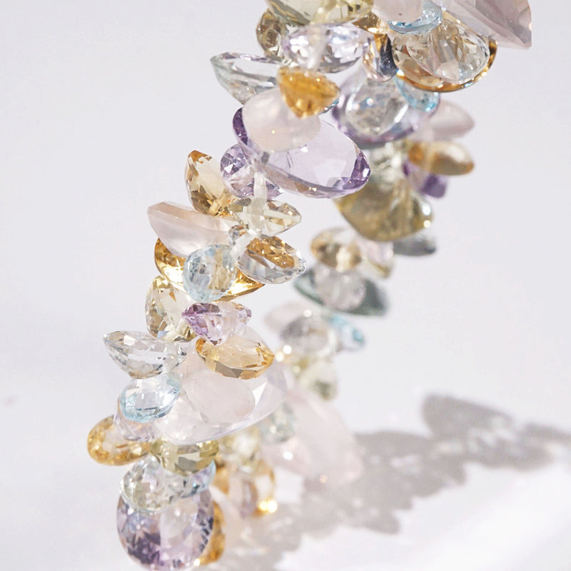 Gem-Grade Rose Quartz, Amethyst, Citrine, Prasiolite, Blue Topaz Briolette - GAEA