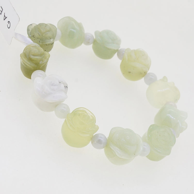 Chinese Jade Carved Flower with Burma Jade 6mm - Gaea | Crystal Jewelry & Gemstones (Manila, Philippines)