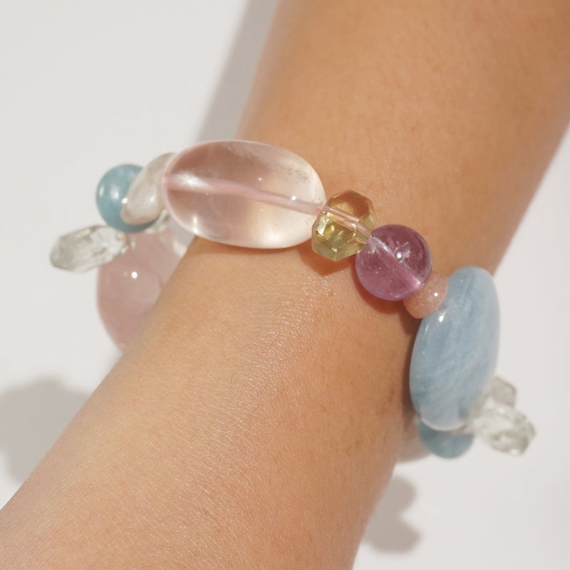 Aquamarine, Rose Quartz, and Amethyst Mixed Gemstones - Gaea