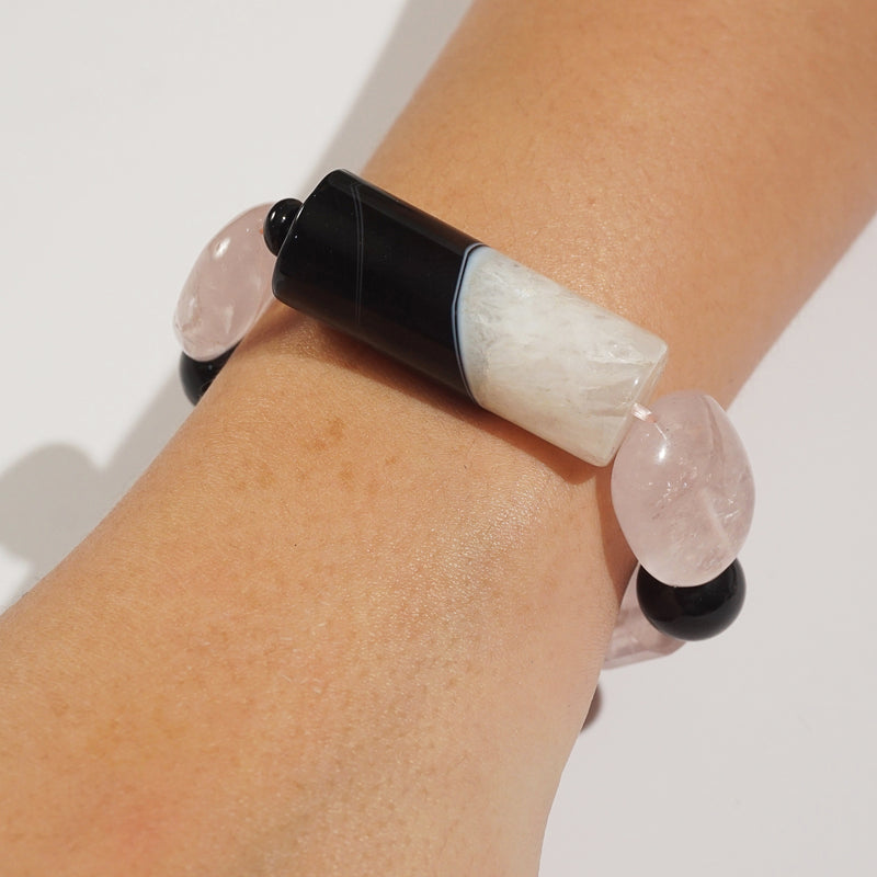 Botswana Agate, Rose Quartz, and Black Onyx Mixed Gemstones - Gaea