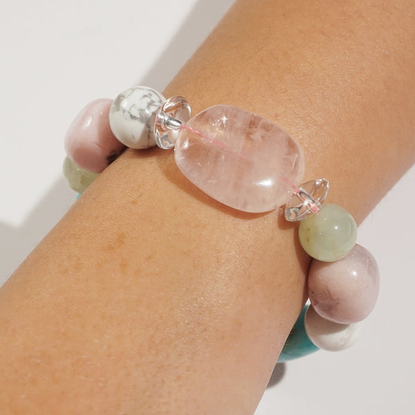 Rose Quartz, Pink Opal, and Amazonite Mixed Gemstones - Gaea