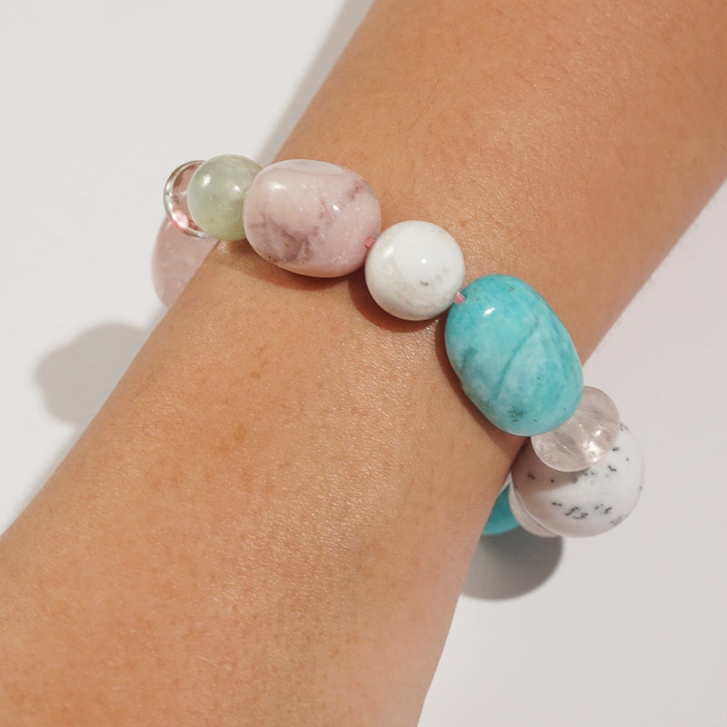 Rose Quartz, Pink Opal, and Amazonite Mixed Gemstones - Gaea