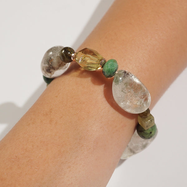 Phantom Quartz, Ruby Zoisite, and Lemon Quartz Mixed Gemstones - Gaea