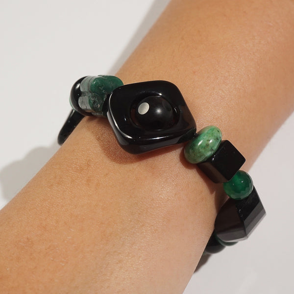 Black Onyx, Malachite, and Green Jasper Mixed Gemstones - Gaea