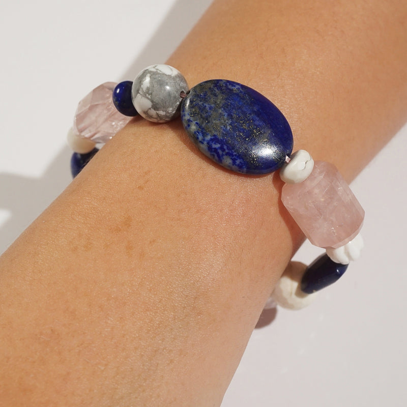 Rose Quartz, Lapis Lazuli, and Howlite Mixed Gemstones