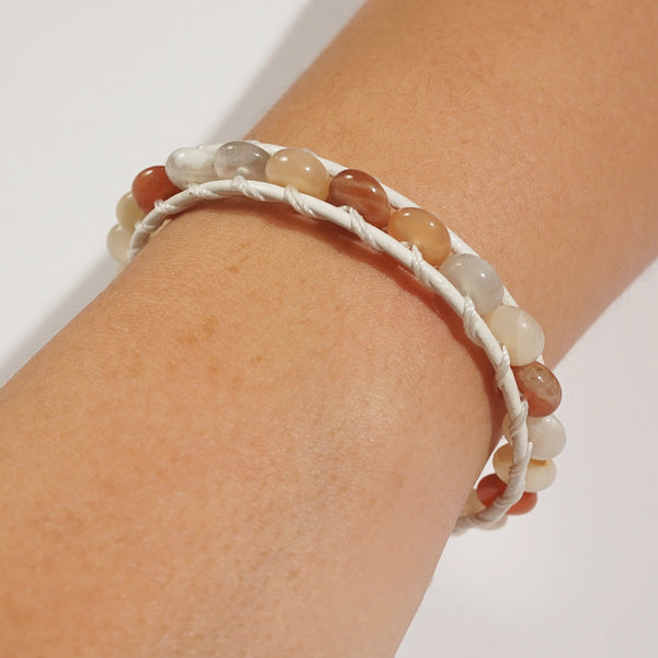Tricolor Moonstone in Leather - Gaea