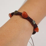 Carnelian and Labradorite in Leather - Gaea