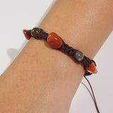 Carnelian and Labradorite in Leather - Gaea