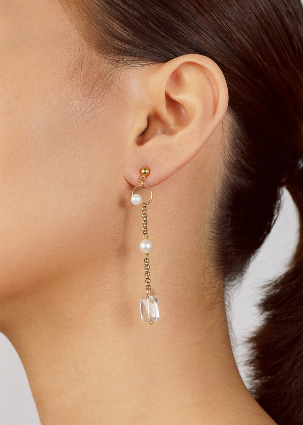 Asymmetrical Japanese Pearl and Clear Quartz Drop - Gaea | Crystal Jewelry & Gemstones (Manila, Philippines)