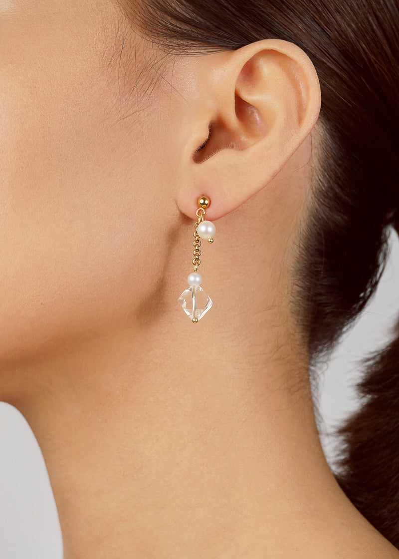 Asymmetrical Japanese Pearl and Clear Quartz Drop - Gaea | Crystal Jewelry & Gemstones (Manila, Philippines)