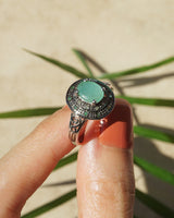 AA-Grade Emerald with Green and Champagne Diamonds - Gaea