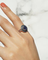 AA-Grade Blue Sapphire with Blue and Champagne Diamonds - Gaea