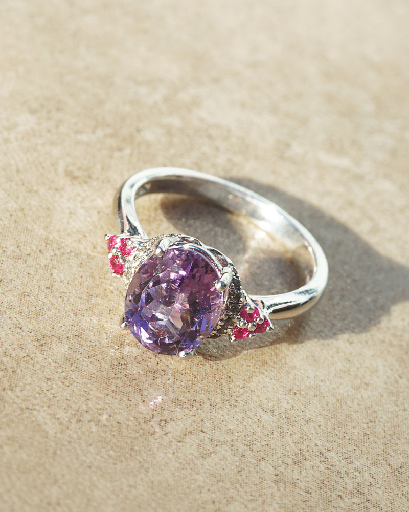 Gem-Grade Amethyst Oval with Ruby - Gaea