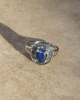 AA-Grade Blue Sapphire with Blue and Champagne Diamonds - Gaea